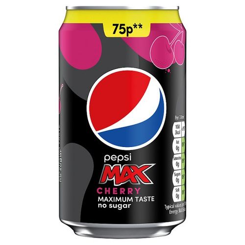 Pepsi Max Cherry 330ml [PM 75p ], Case of 24 Pepsi