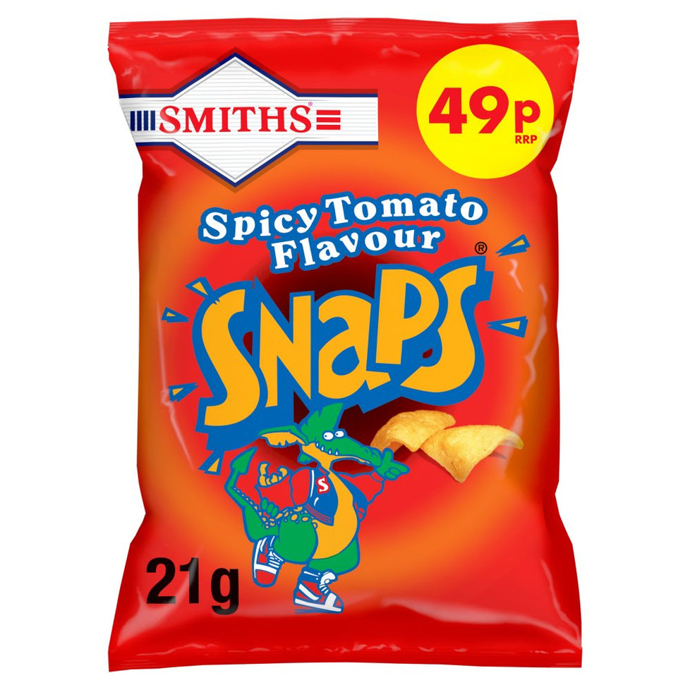 Smiths Snaps Spicy Tomato Snacks 49p RRP PMP 21g, Case of 30 Smiths Snaps