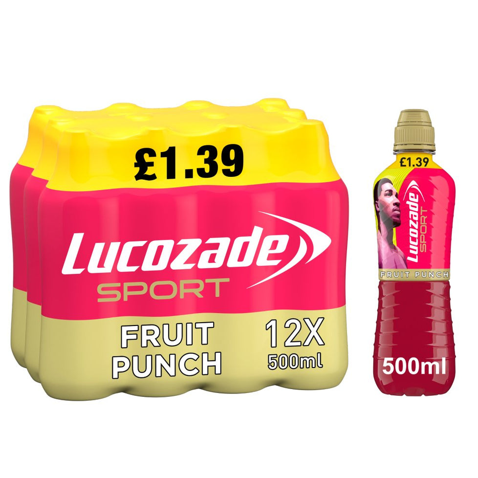 Lucozade Sport Drink Fruit Punch 500ml [PM £1.25 ], Case of 12 Lucozade