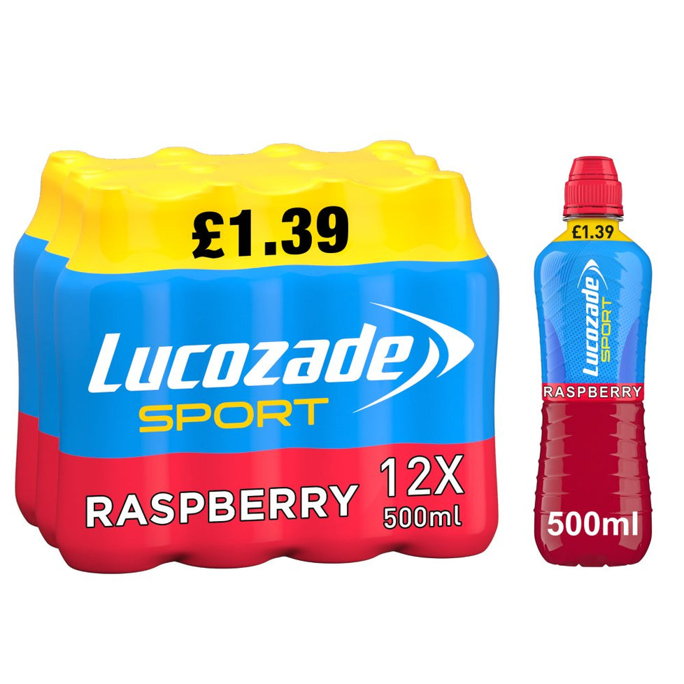 Lucozade Sport Drink Raspberry 500ml [PM £1.25 ], Case of 12 Lucozade
