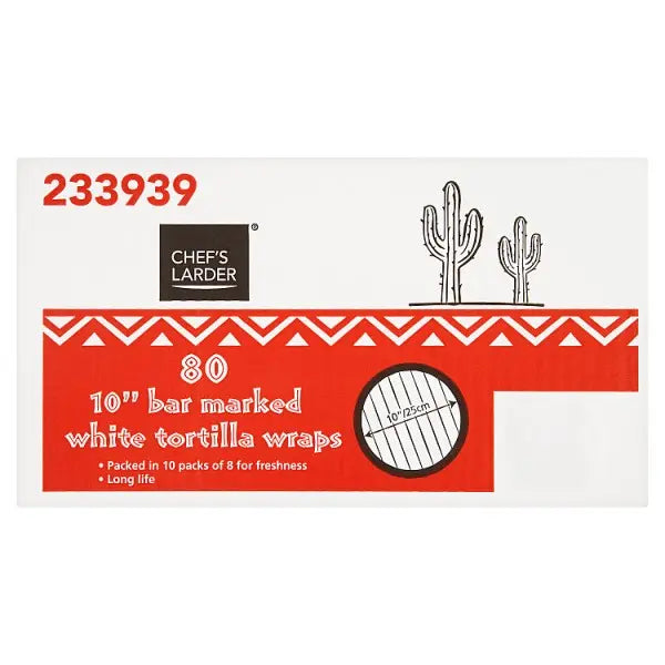 Chef's Larder 80 10'' Bar Marked White Tortilla Wraps Chef's Larder