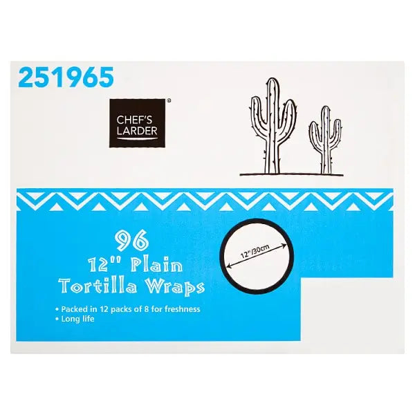 Chef's Larder 96 12" Plain Tortilla Wraps Chef's Larder