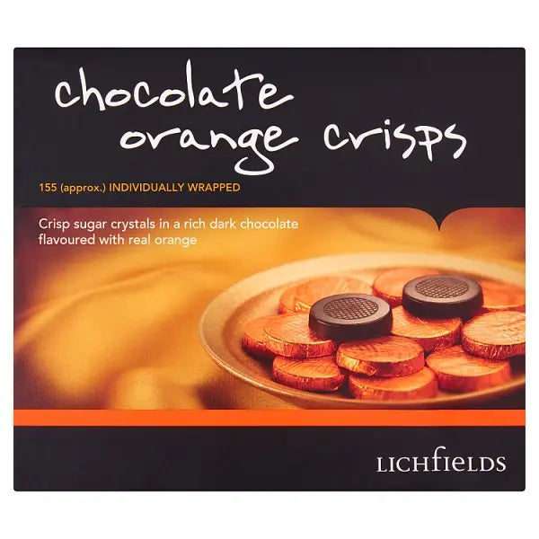 Lichfields Chocolate Orange Crisps 1kg, Case of 8 Boxed Chocolates
