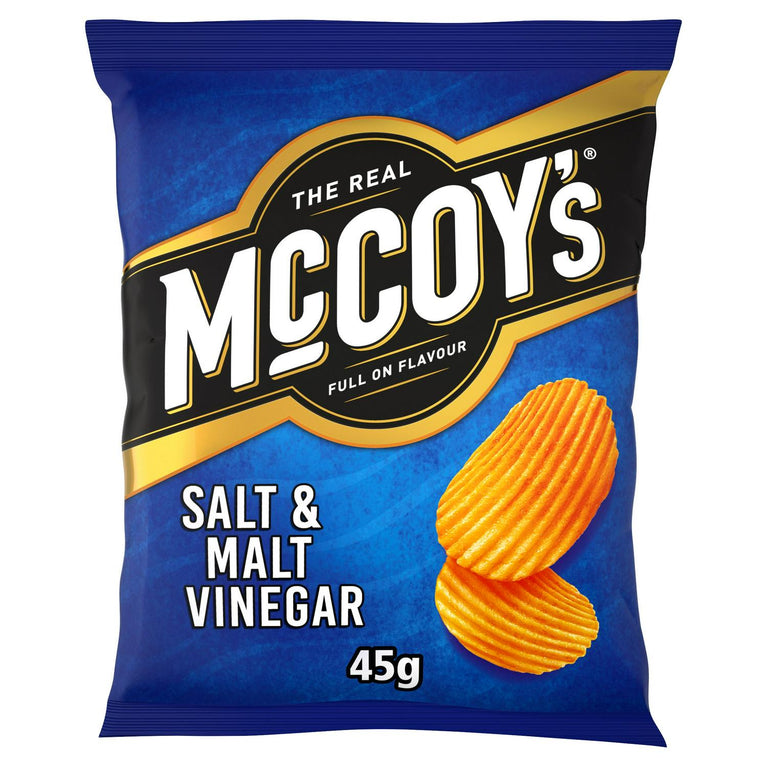 McCoy's Ridge Cut Salt & Malt Vinegar Flavour Potato Crisps 45g, Case of 36 (Save £5.20) McCoy's
