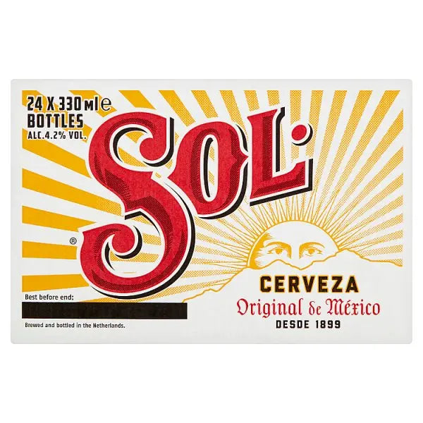 STORE SOL  Sol Original Lager Beer 24 x 330ml Bottle Beer - British
