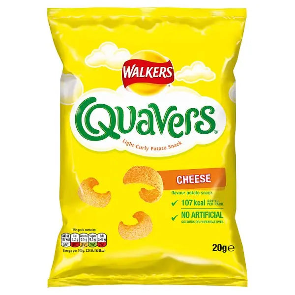 Walkers Quavers Cheese Snacks 20g, Case of 32 Quavers