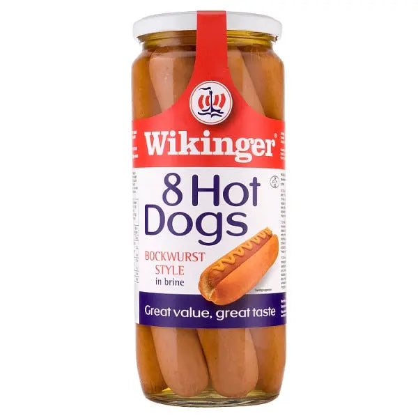 Wikinger 8 Hot Dogs Bockwurst Style in Brine 1030g British Hypermarket-uk Wikinger