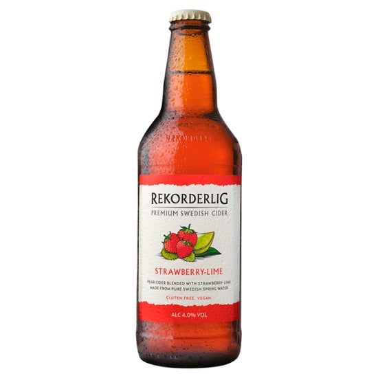 Rekorderlig Premium Swedish Strawberry-Lime Cider 500ml, Case of 8 British Hypermarket-uk Rekorderlig