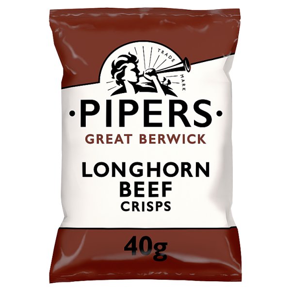 Pipers Great Berwick Longhorn Beef Crisps Grab Bag 40g Case of 24