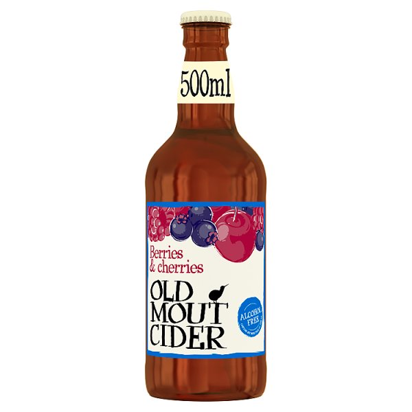 Old Mout Cider Berries & Cherries 0.0% Alcohol Free Bottle 500ml Case of 12