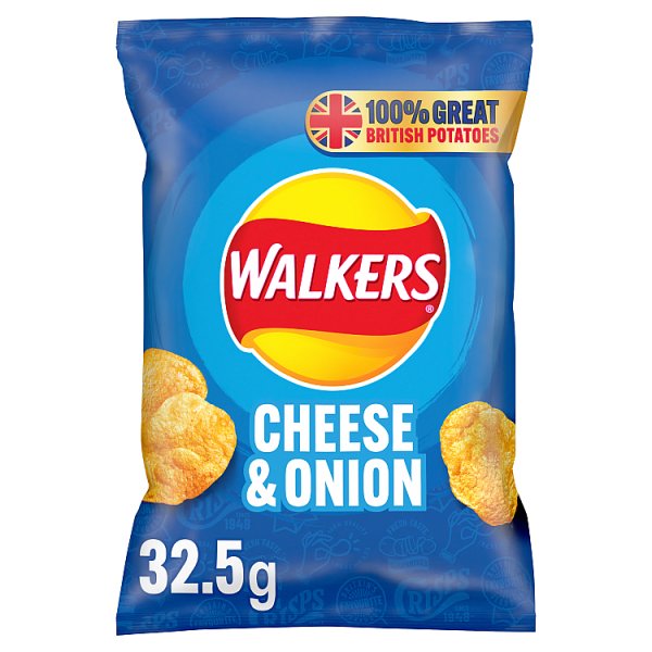 Walkers Cheese & Onion Crisps 32.5g Case of 32