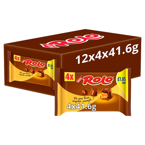 Rolo Milk Chocolate & Toffee Tube 4 Pack Multipack 166.4g Case of 12