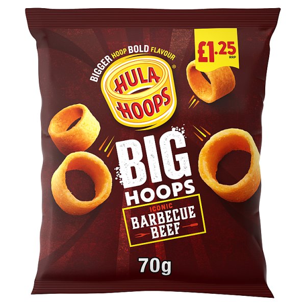Hula Hoops Big Hoops BBQ Beef Crisps 70g, £1.25 PMP Case of 20