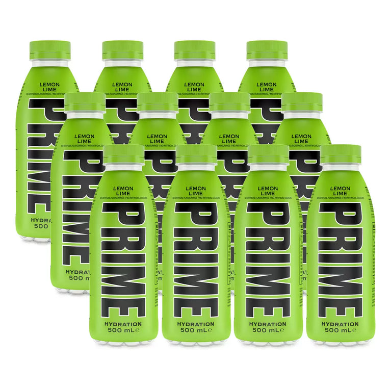 PRIME Hydration Lemon Lime Drink, 500ml, Case of 12 Prime