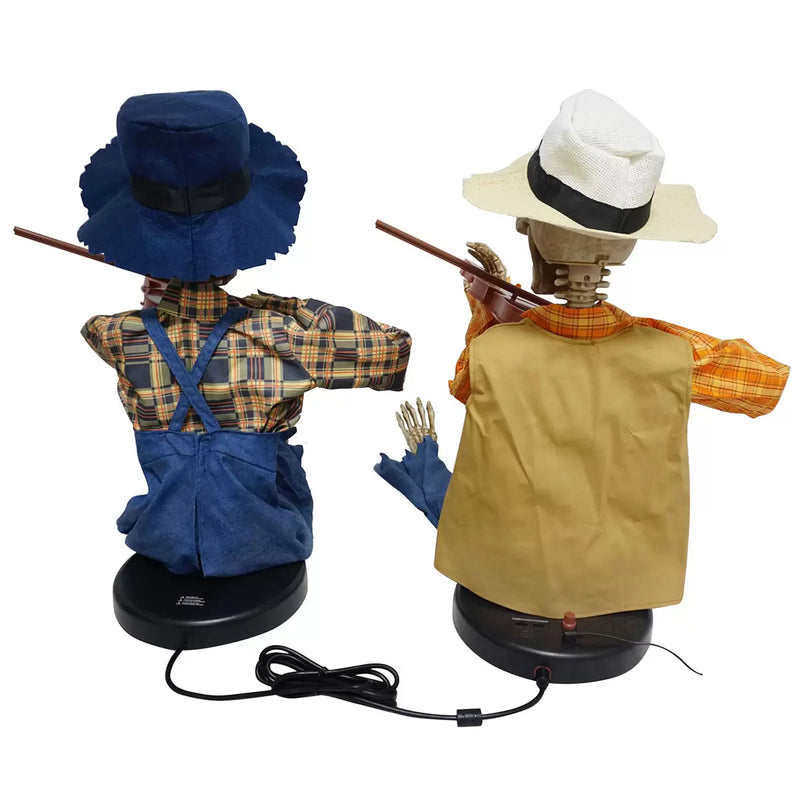 Halloween 3ft (1m) Pair of Animated Fiddler Skeletons with Lights & Sounds British Hypermarket-uk