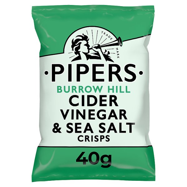 Pipers Burrow Hill Cider Vinegar & Sea Salt Crisps 40g Case of 24