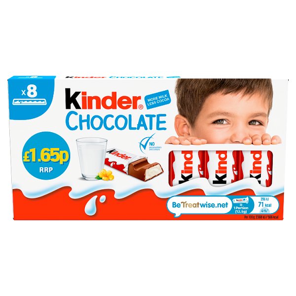 Kinder Small Chocolate Bars Multipack 8 x 12.5g PMP Case of 40