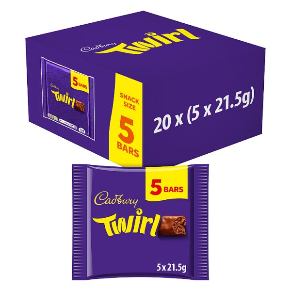 Cadbury Twirl Milk Chocolate 5 Pack Multipack 107.5g x 20