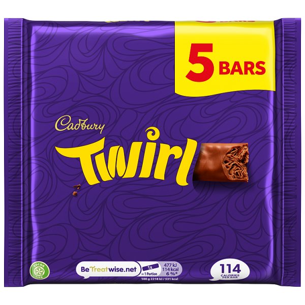 Cadbury Twirl Milk Chocolate 5 Pack Multipack 107.5g x 20