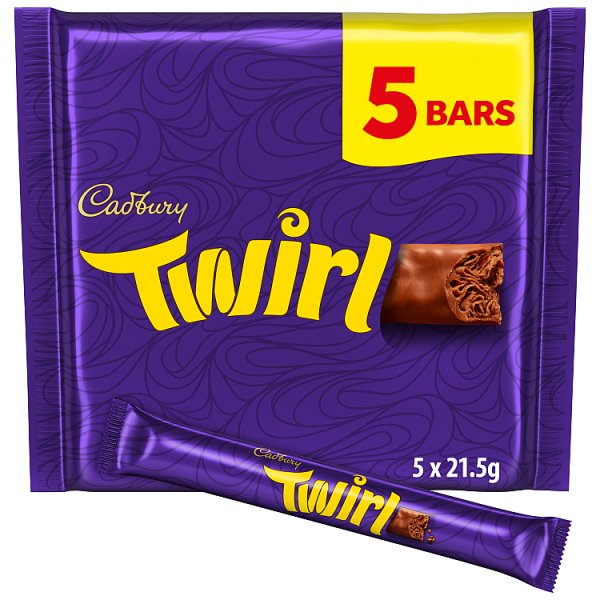 Cadbury Twirl Milk Chocolate 5 Pack Multipack 107.5g x 20