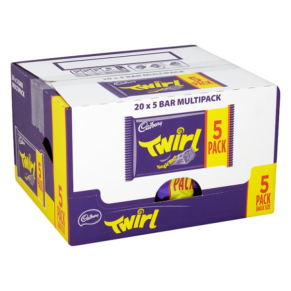 Cadbury Twirl Milk Chocolate 5 Pack Multipack 107.5g x 20