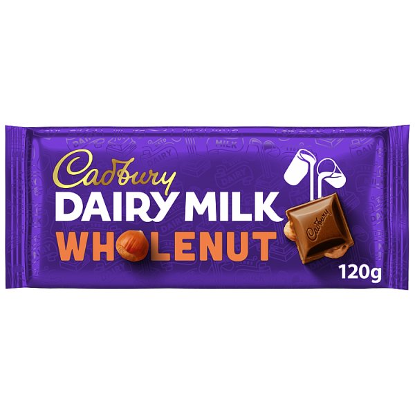 Cadbury Dairy Milk Wholenut Chocolate Bar 120g x 16