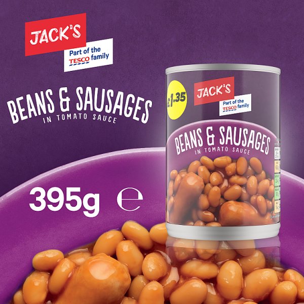 Jack's Beans & Sausages in Tomato Sauce 395g x 6