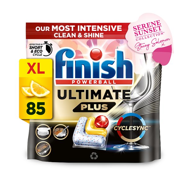 Finish Ultimate Plus All In One Dishwasher Tablets Lemon - 85 Tabs Case of 4 Finish