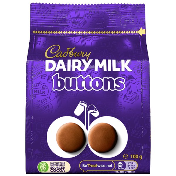 Cadbury Dairy Milk Chocolate Buttons Bag 100g x 10
