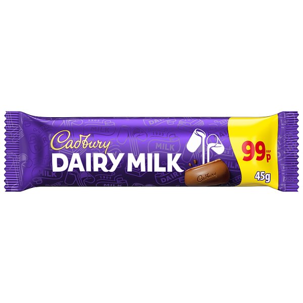 Cadbury Dairy Milk 99P PMP Chocolate Bar 45g x 48