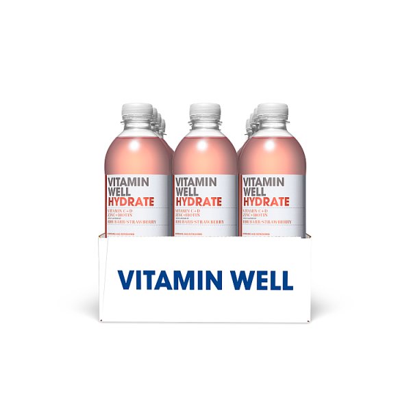 Vitamin Well Hydrate with Flavour of Rhubarb/Strawberry 500ml x 12