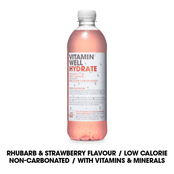 Vitamin Well Hydrate with Flavour of Rhubarb/Strawberry 500ml x 12