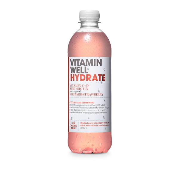 Vitamin Well Hydrate with Flavour of Rhubarb/Strawberry 500ml x 12