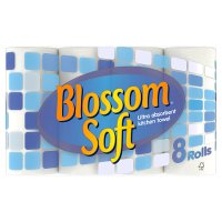 Blossom Soft 8 Ultra Absorbent Kitchen Towel Rolls x 3 (Buy 1 Get 1 Free)