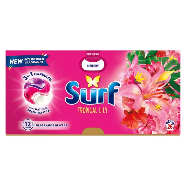 Surf 3 in 1 Laundry Washing Detergent Capsules Tropical Lily Case of 3 Surf