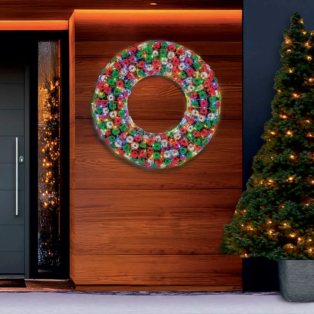 36 inch LED Ornament Wreath With LED lights, Assortment
