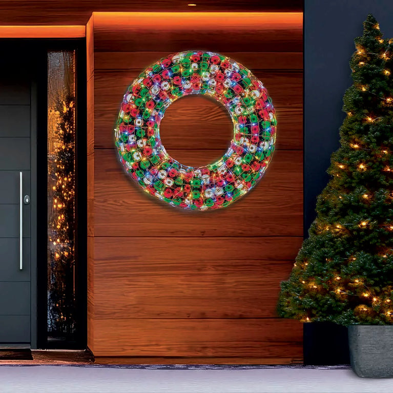 36 inch LED Ornament Wreath With LED lights, Assortment