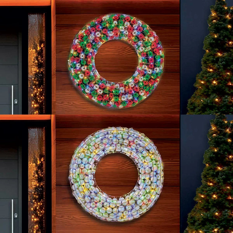 36 inch LED Ornament Wreath With LED lights, Assortment