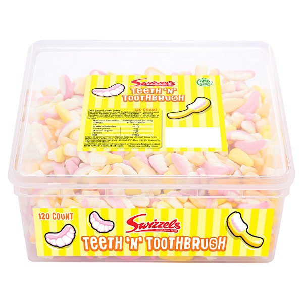 Swizzels Teeth 'n' Toothbrush 120ct Sweet Tub Case of 9