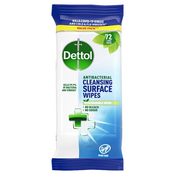 Dettol Antibacterial Cleansing Surface Wipes 72 Large Wipes / case of 5 Dettol