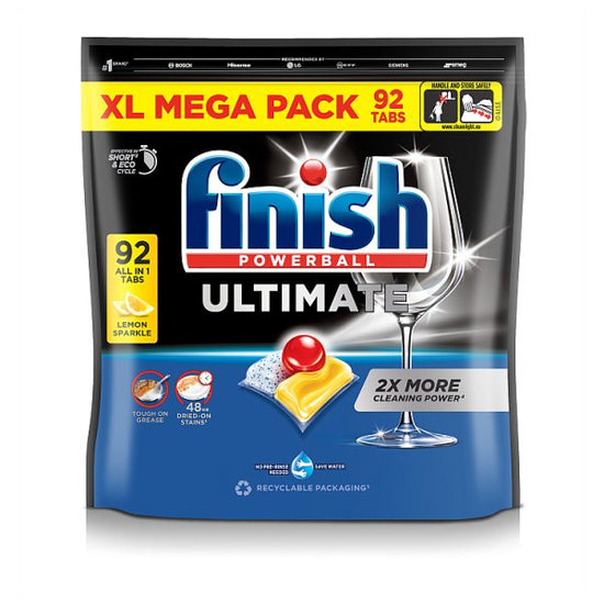 Finish Ultimate All In One Dishwasher Tablets Lemon -  Case of 92 Tabs BOGOF Finish
