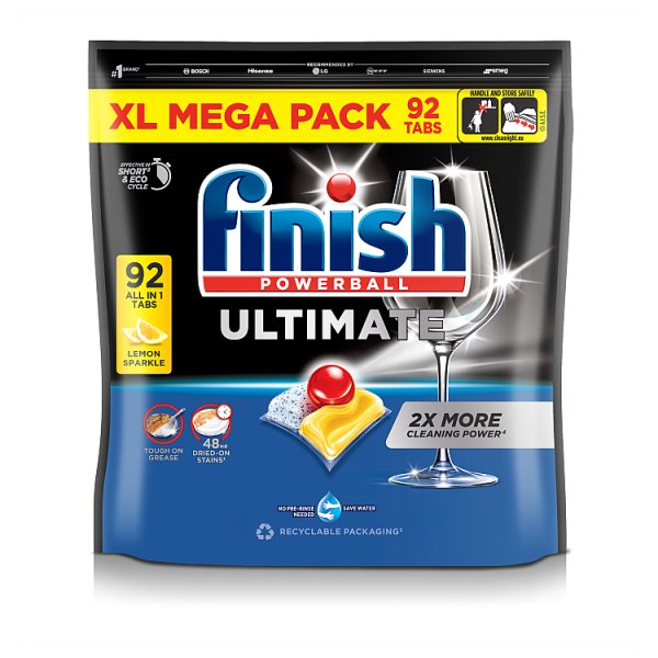 Finish Ultimate All In One Dishwasher Tablets Lemon - 92 Tabs Case of 4 Finish
