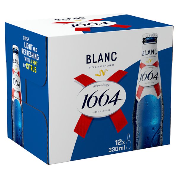 Kronenbourg 1664 Blanc Premium Lager Beer 12x330ml Bottle Case of 1