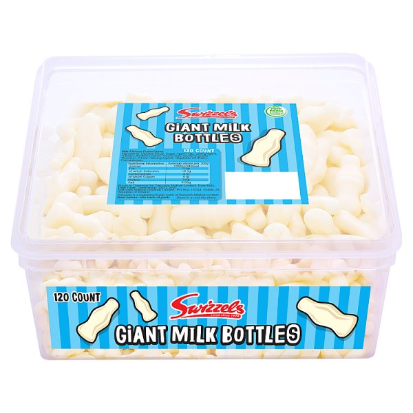 Swizzels Giant Milk Bottles 120ct Sweet Tub Case of 9
