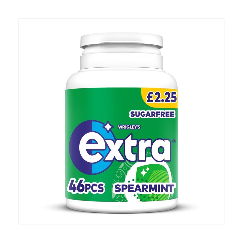 Extra Spearmint Chewing Gum Sugar Free Bottle 60 Pieces Case of 6 Extra