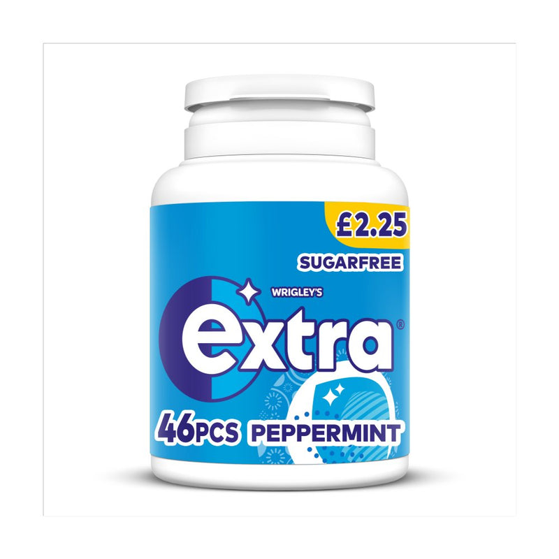 Wrigley's Extra Peppermint Chewing Gum Sugar Free Bottle 60 Pieces, Case of 36 Wrigley's