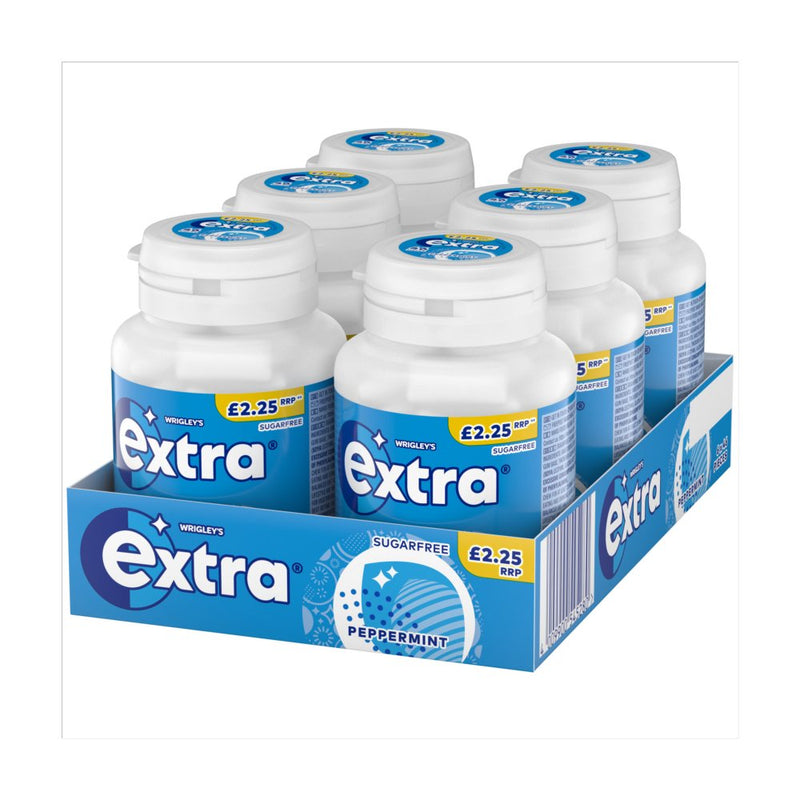 Wrigley's Extra Peppermint Chewing Gum Sugar Free Bottle 60 Pieces, Case of 36 Wrigley's