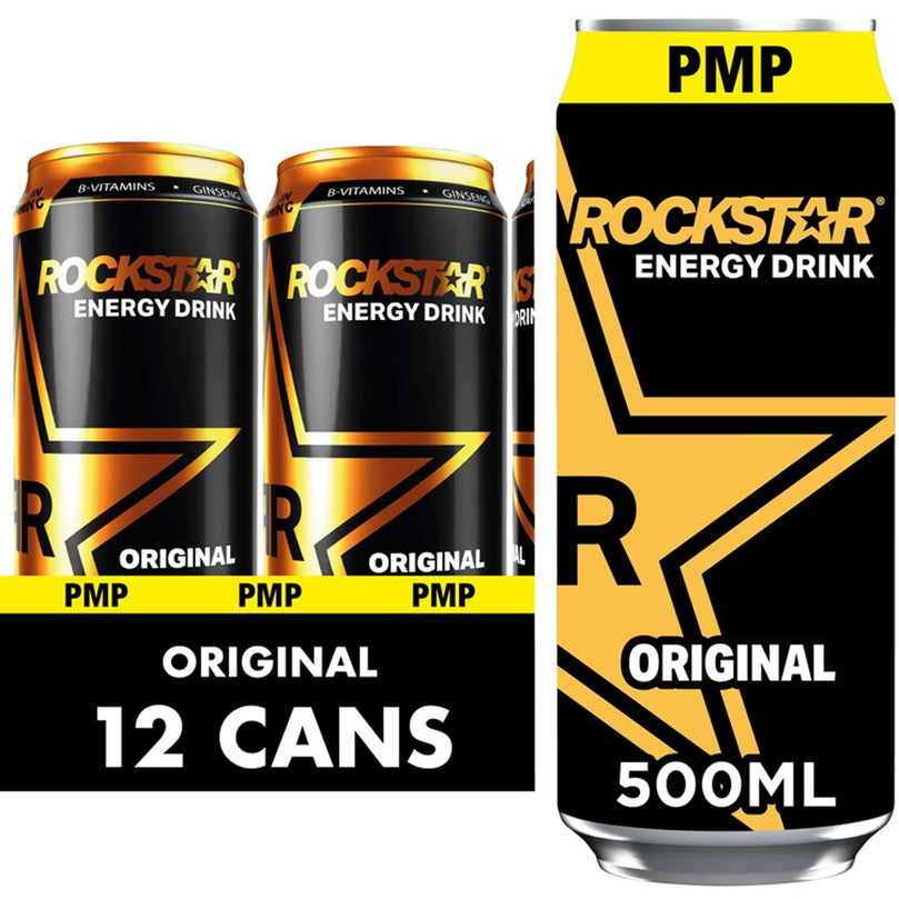 Rockstar Original Energy Drink 500ml Can, Case of 12 Rockstar