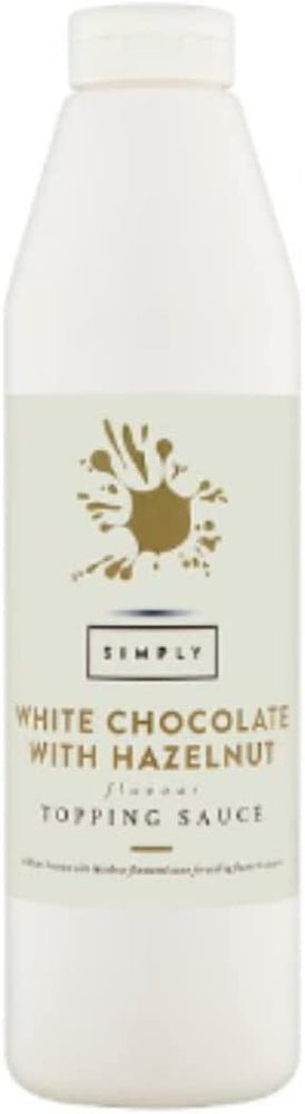 Simply White Chocolate with Hazelnut Flavour Topping Sauce 1kg , Case of 6 Simply