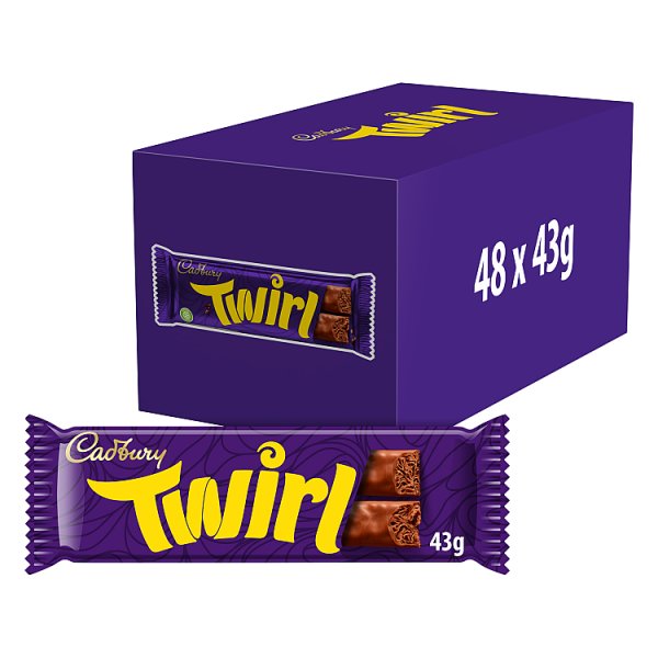 Cadbury Twirl Chocolate Bar, 43g Case of 48